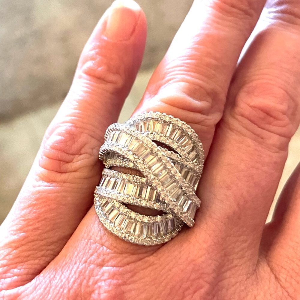 Solid Sterling Silver Stamped 925 Moissanite Cock… - image 3